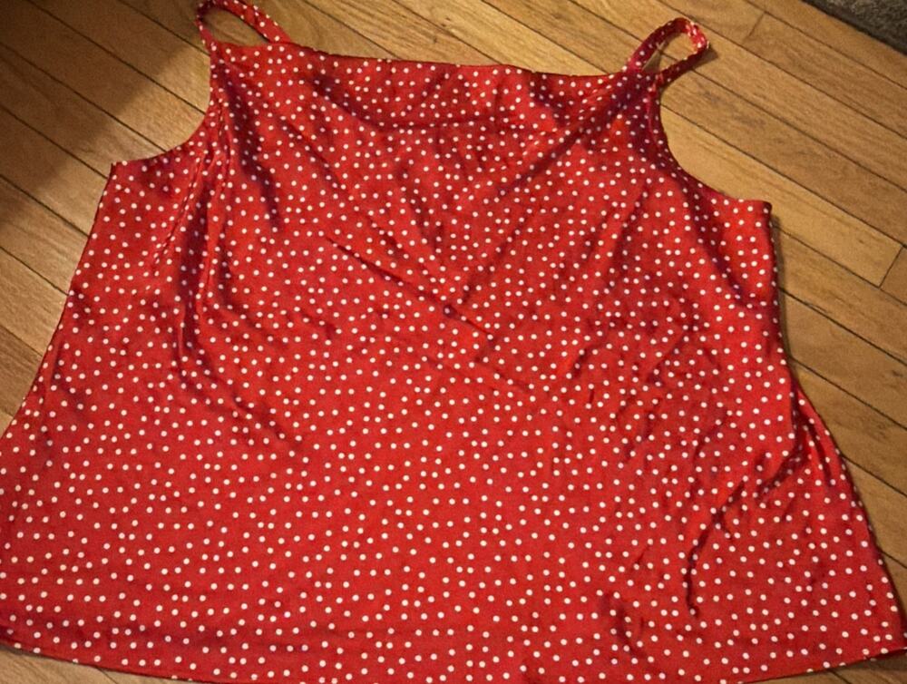 ava and viv Satin Polka Dot Cami Tank Top 3X